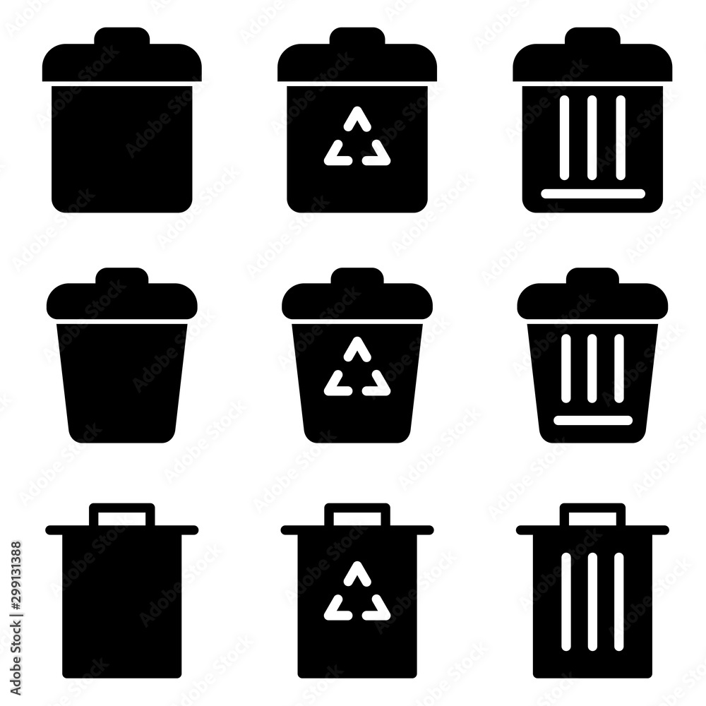 Set of trash icon. symbol of remove or delete with flat style icon for web site design, logo, app, UI isolated on white background. vector illustration Set of trash icon. symbol of remove or delete with flat style icon for web site design, logo, app, UI isolated on white background. vector illustration
