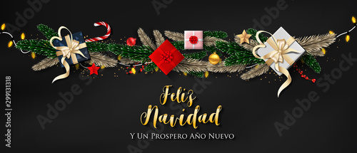 Spanish Christmas (Feliz Navidad) and Happy New Year 2020 greeting card