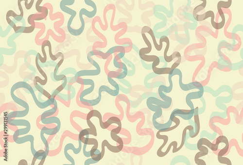 abstract background. seamless pattern with leaves. lush foliage. retro art. doodle. abstract horizontal wallpaper. mid century pastel colour decoration. 