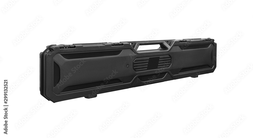 black plastic case for gun isolated on white back black plastic case for gun isolated on white back