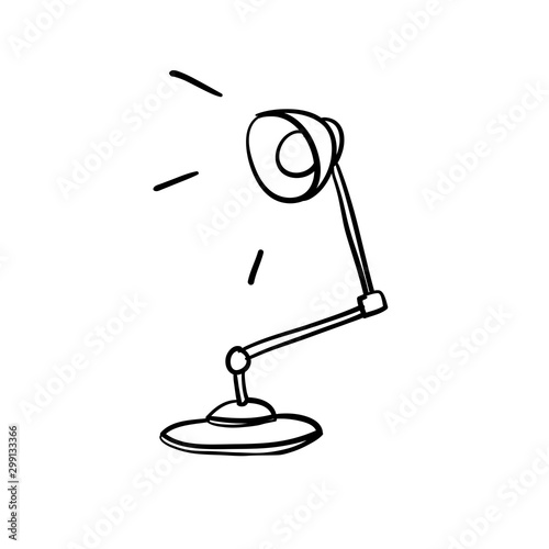 table office lamp with hand drawn doodle style vector