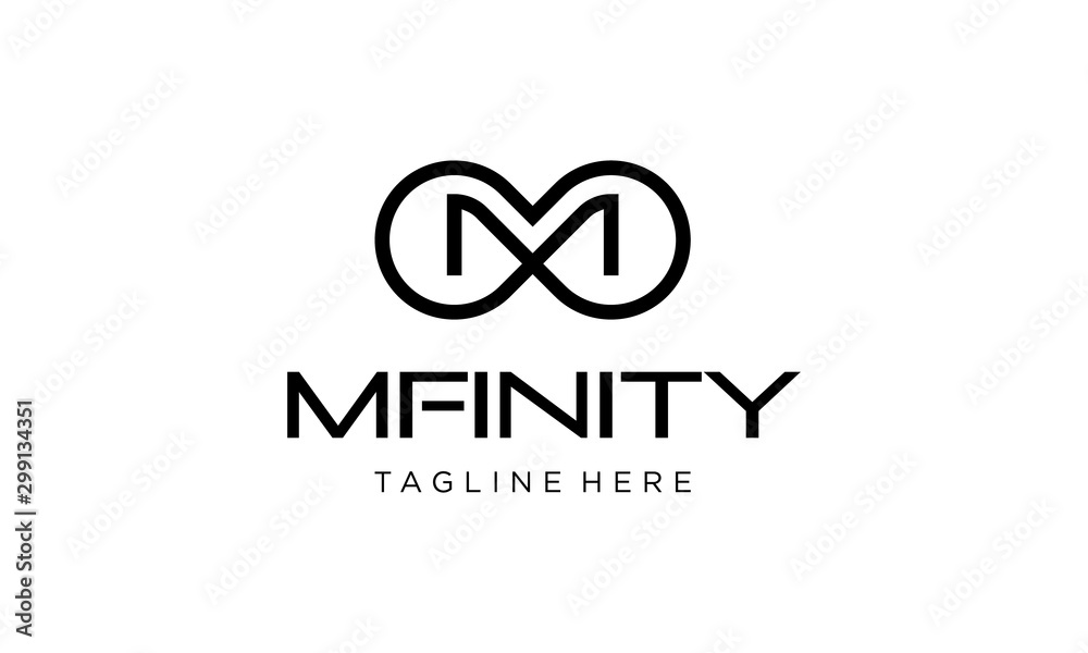 Infinity Infinite Loop Mobius Motion Limitless with Initial Letter M Logo Design