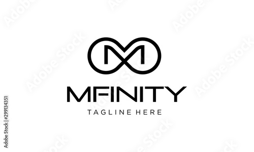 Infinity Infinite Loop Mobius Motion Limitless with Initial Letter M Logo Design