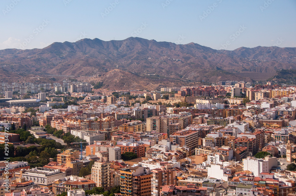 City near mountains. Malaga. Spain.
