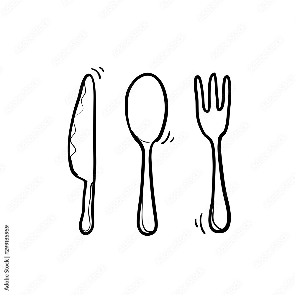 doodle spoon fork knife illustration hand drawn doodle style vector doodle spoon fork knife illustration hand drawn doodle style vector