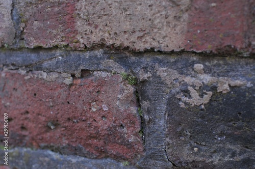 Old Broken Red Brick Wall