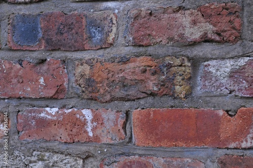 Old Broken Red Brick Wall
