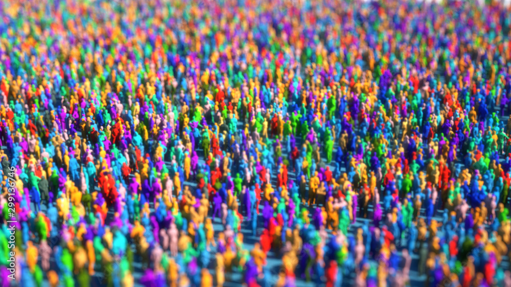 Fototapeta premium Renderowania 3D. Ogromny tłum nisko ludzi