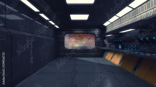 Fototapeta Naklejka Na Ścianę i Meble -  3d render. Futuristic scifi corridor