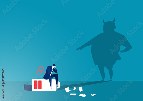 shadow Angry boss is scolding manager with employee stress concept vector