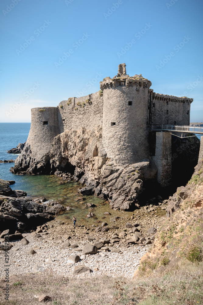ruin of the old medieval castle south of the island of yeu, Vendee in France