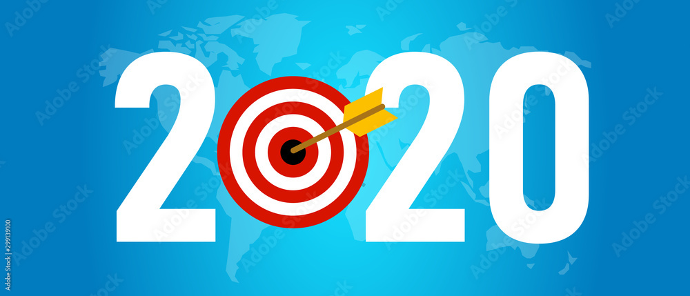 2020 target new resolution. Symbolize with dart arrow world map in blue 2020 target new resolution. Symbolize with dart arrow world map in blue