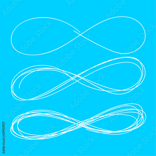 Set of hand drawn infinity sign isolated. Vector illustration emblem endless.