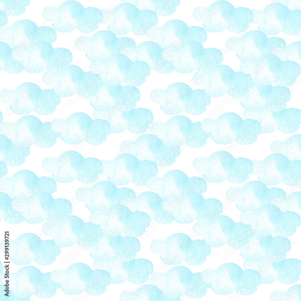 Watercolor Hand Drawn Clouds Seamless PAttern Watercolor Hand Drawn Clouds Seamless PAttern