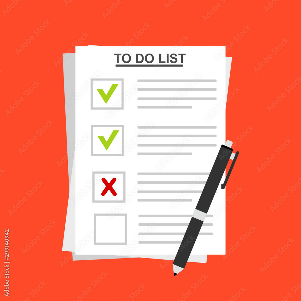 checklist on To Do List. Form illustration with man signing a paper work document. Vector Modern flat design concept for web banners, web sites, printed materials, infographics. checklist on To Do List. Form illustration with man signing a paper work document. Vector Modern flat design concept for web banners, web sites, printed materials, infographics.