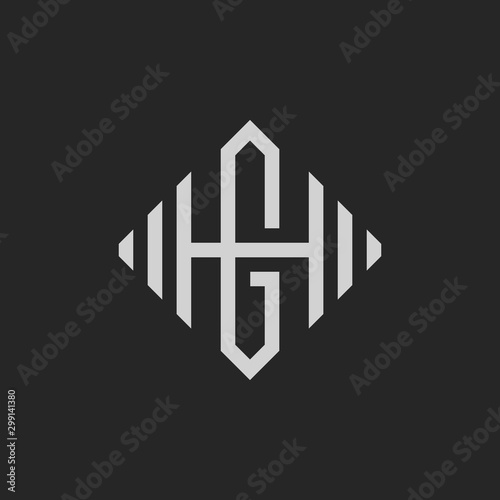 HG or GH letter flat style design vector illustration symbol on the black background