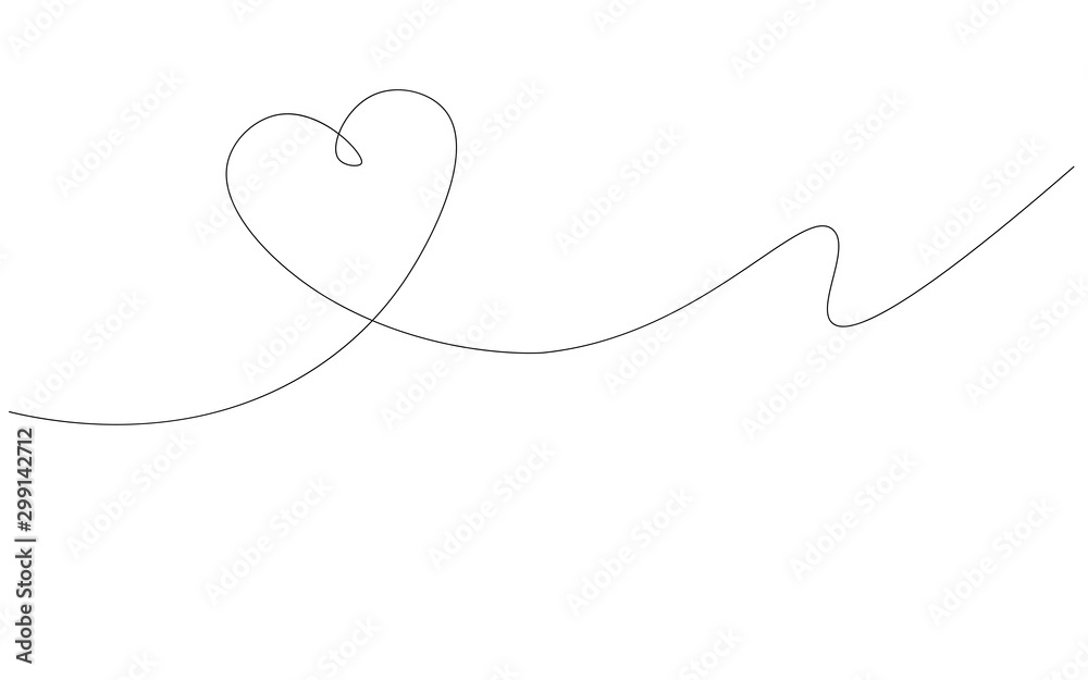 Heart background line drawing, valentine's day vector illustration