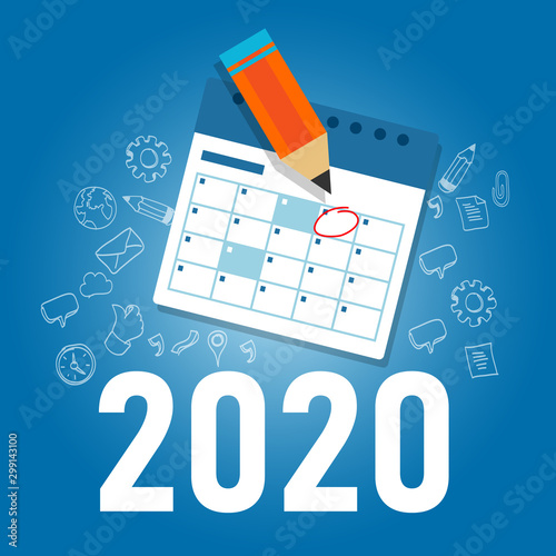 2020 calendar plan in new year. set appointment schedule a date for an event or target