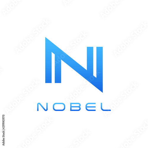 Modern N Letter Blue logo for technology health fashion business all company with modern high end look