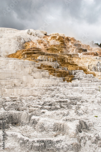 Contrasting white and orange sediment Mammoth Hotsprings Yellowstone