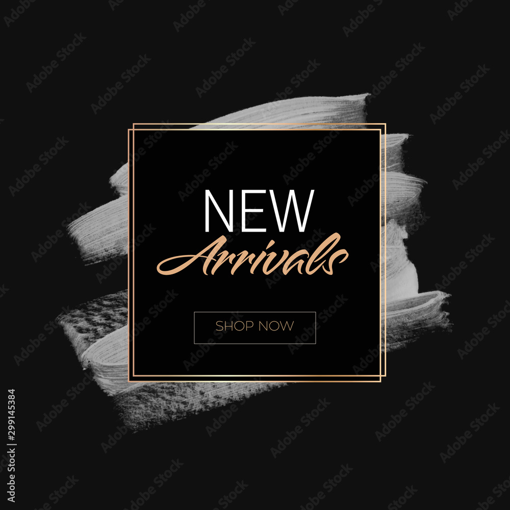 New Arrivals Sale sign over art paint background vector illustration. 