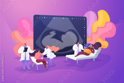 Pregnant women at maternity ward. Getting professional assistance. Maternity services, maternal perinatal health, pregnancy and birth care concept. Vector isolated concept creative illustration