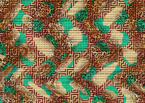 geometric pattern with leopard skin