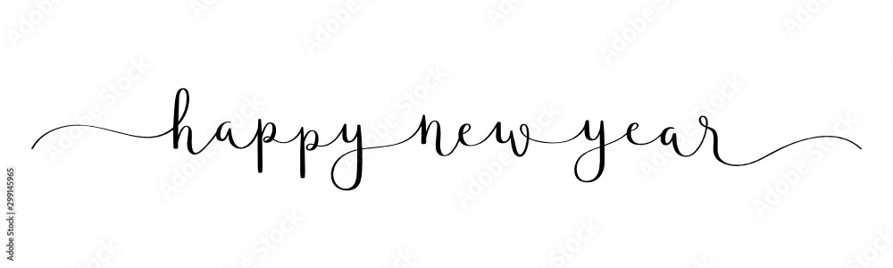HAPPY NEW YEAR vector brush calligraphy banner with swashes HAPPY NEW YEAR vector brush calligraphy banner with swashes