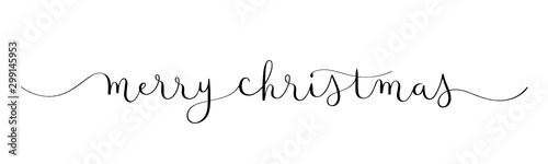 MERRY CHRISTMAS vector brush calligraphy banner with swashes