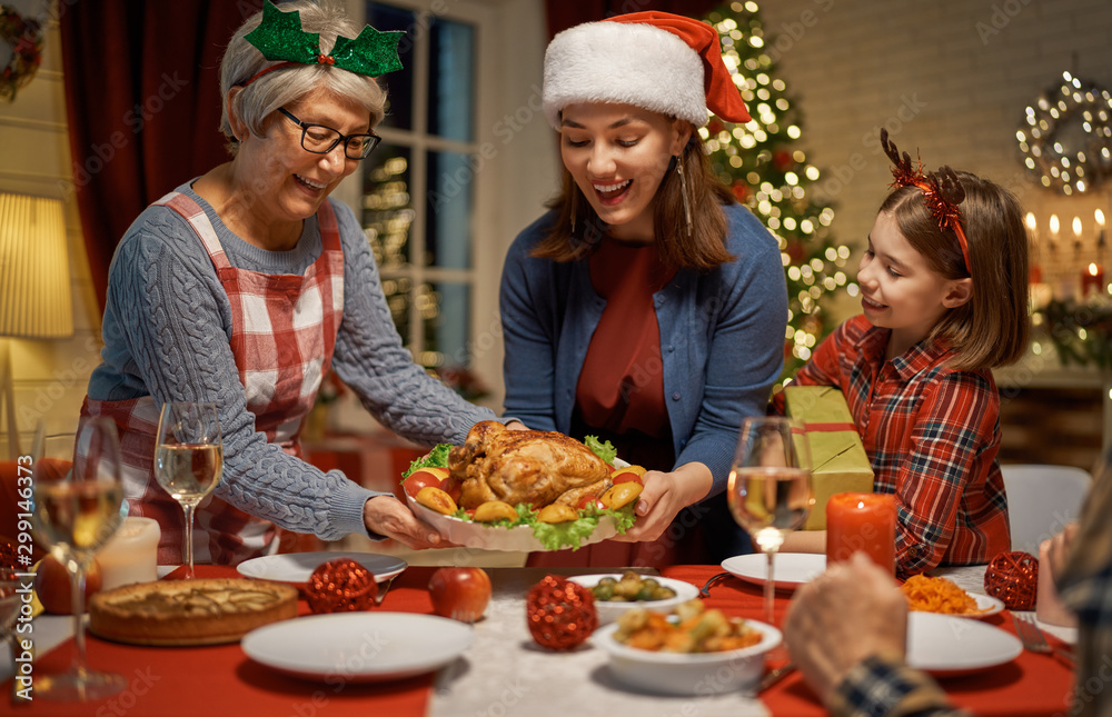 family celebrating Christmas