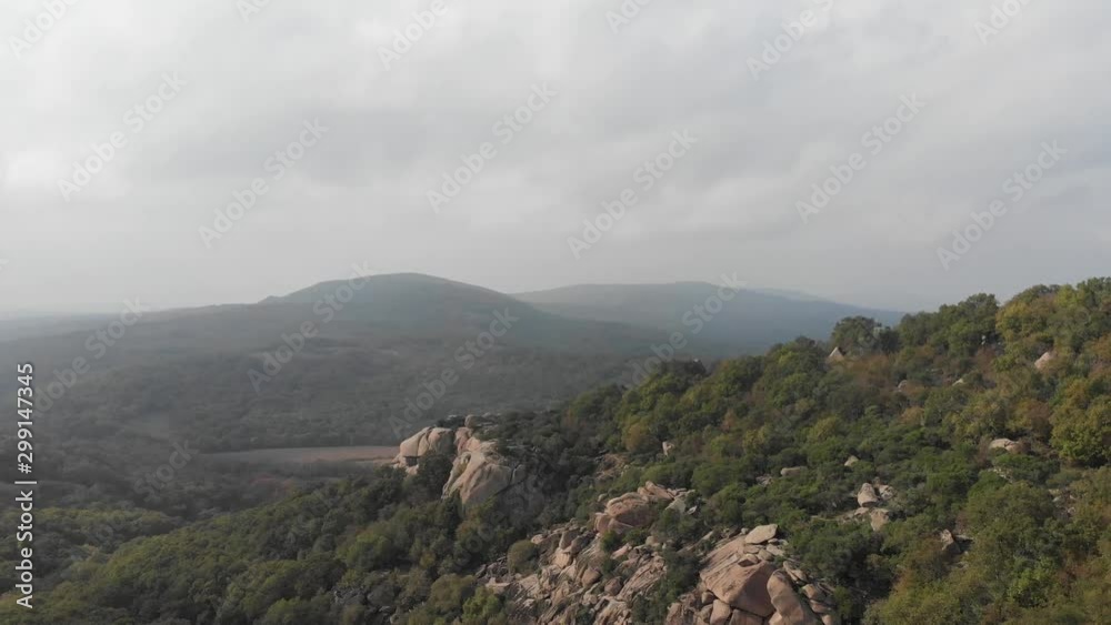 Video of a deep gorge in the mountains, the slopes of which are covered with forest