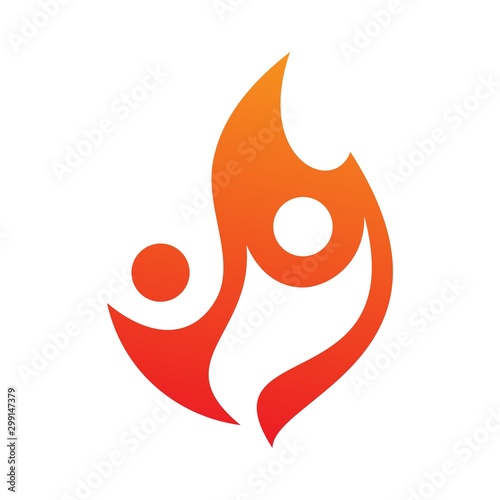 Two people fire vector icon in abstract style on the white background