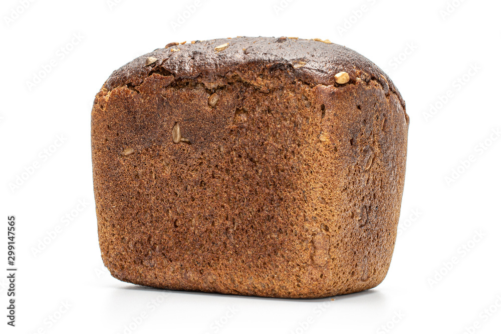 One whole fresh baked dark bread loaf isolated on white background One whole fresh baked dark bread loaf isolated on white background