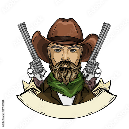 Hand drawn sketch cowboy icon