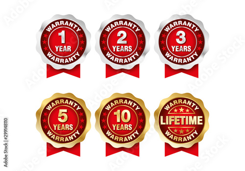 Quality certification warranty badge icon set