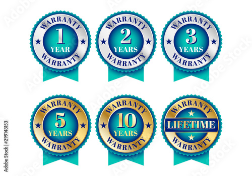 Quality certification warranty badge icon set