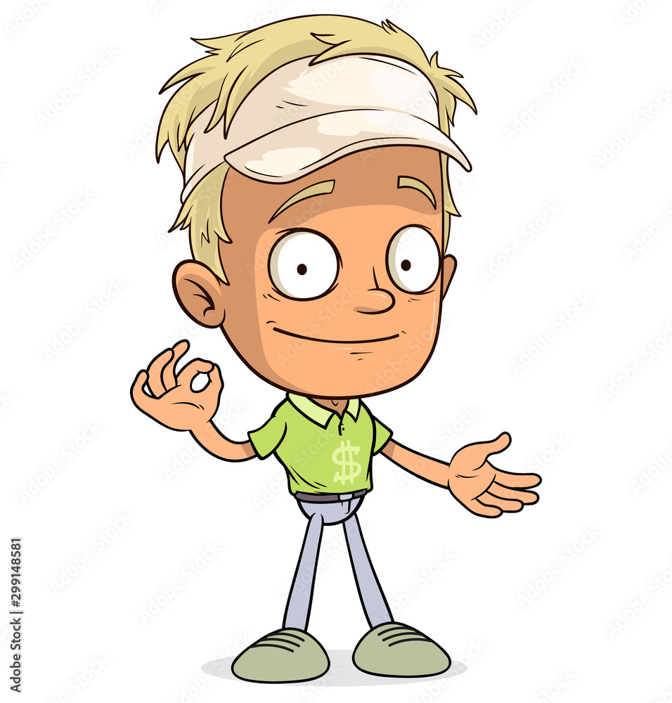 Cartoon blonde funny boy character in cap. Layered EPS ready for  animations. Isolated on white background. Vector icon. Stock-Vektorgrafik |  Adobe Stock