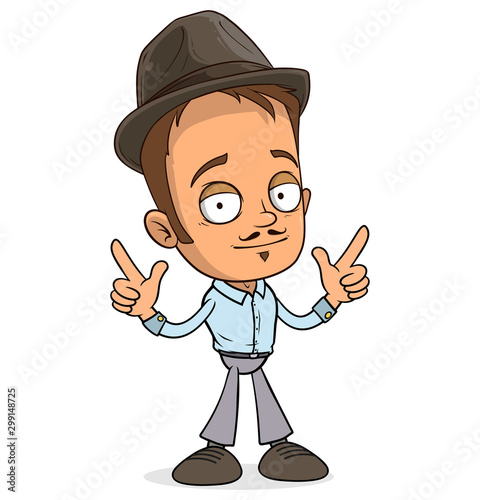 Cartoon funny police detective boy character in mask. Layered EPS ready for animations. Isolated on white background. Vector icon.