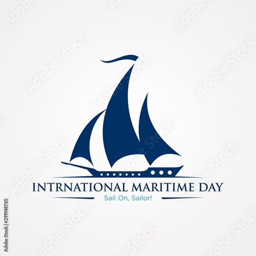 International Maritime Day with sailboat in flat style
