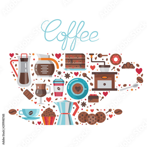 Coffee and Pastry in Cup Shape with Lettering