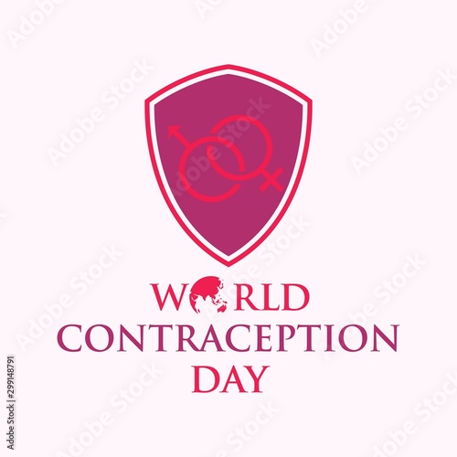 World contraception day with shield in flat style