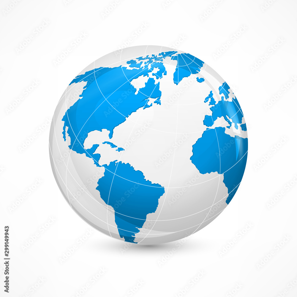 Fototapeta premium Globe sphere earth on white
