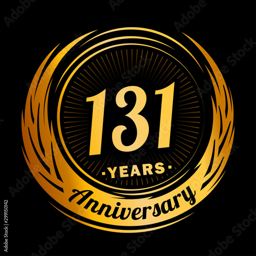 131 years anniversary. Anniversary logo design. One hundred and thirty-one years logo.