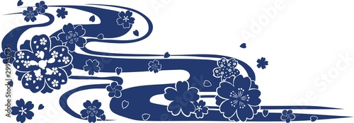 桜の花びらと流線を使った和風の模様