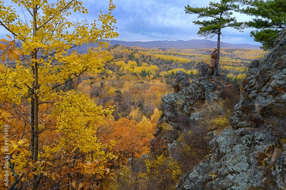 Mellow autumn in the far Eastern taiga. Bolshekhekhtsirsky Nature Reserve, Khabarovsk region, far East, Russia. Mellow autumn in the far Eastern taiga. Bolshekhekhtsirsky Nature Reserve, Khabarovsk region, far East, Russia.