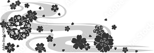 桜の花びらと流線を使った和風の模様