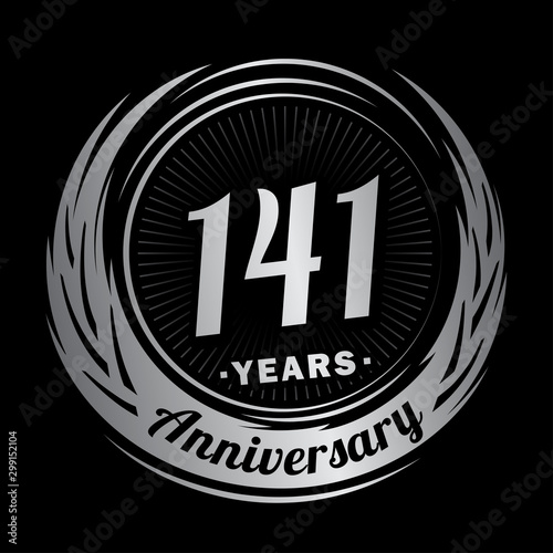 141 years anniversary. Anniversary logo design. One hundred and forty-one years logo.