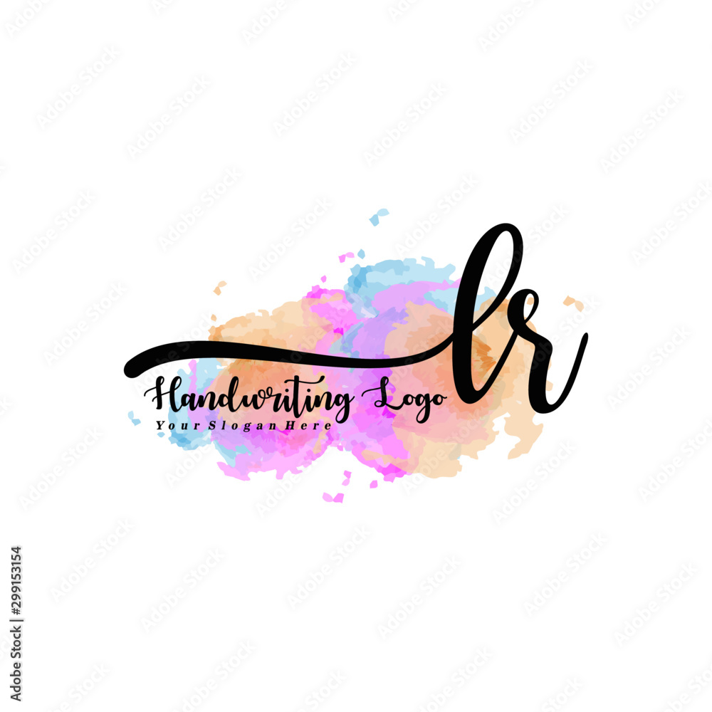 Obraz premium Initial LR handwriting watercolor logo vector. Letter handwritten logo template,watercolor template for, beauty, fashion, wedding, wedding invitation, business card