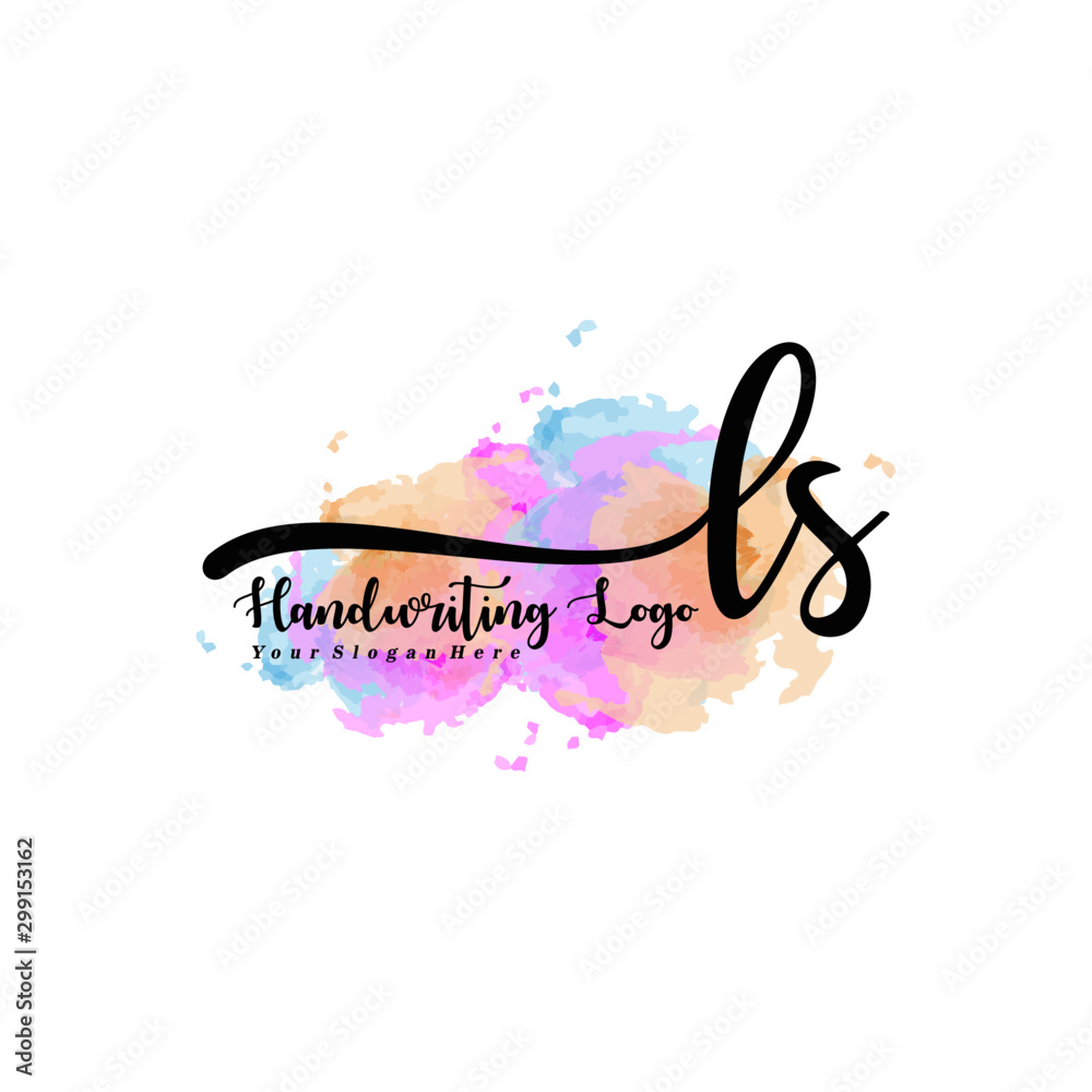 Obraz premium Initial LS handwriting watercolor logo vector. Letter handwritten logo template,watercolor template for, beauty, fashion, wedding, wedding invitation, business card