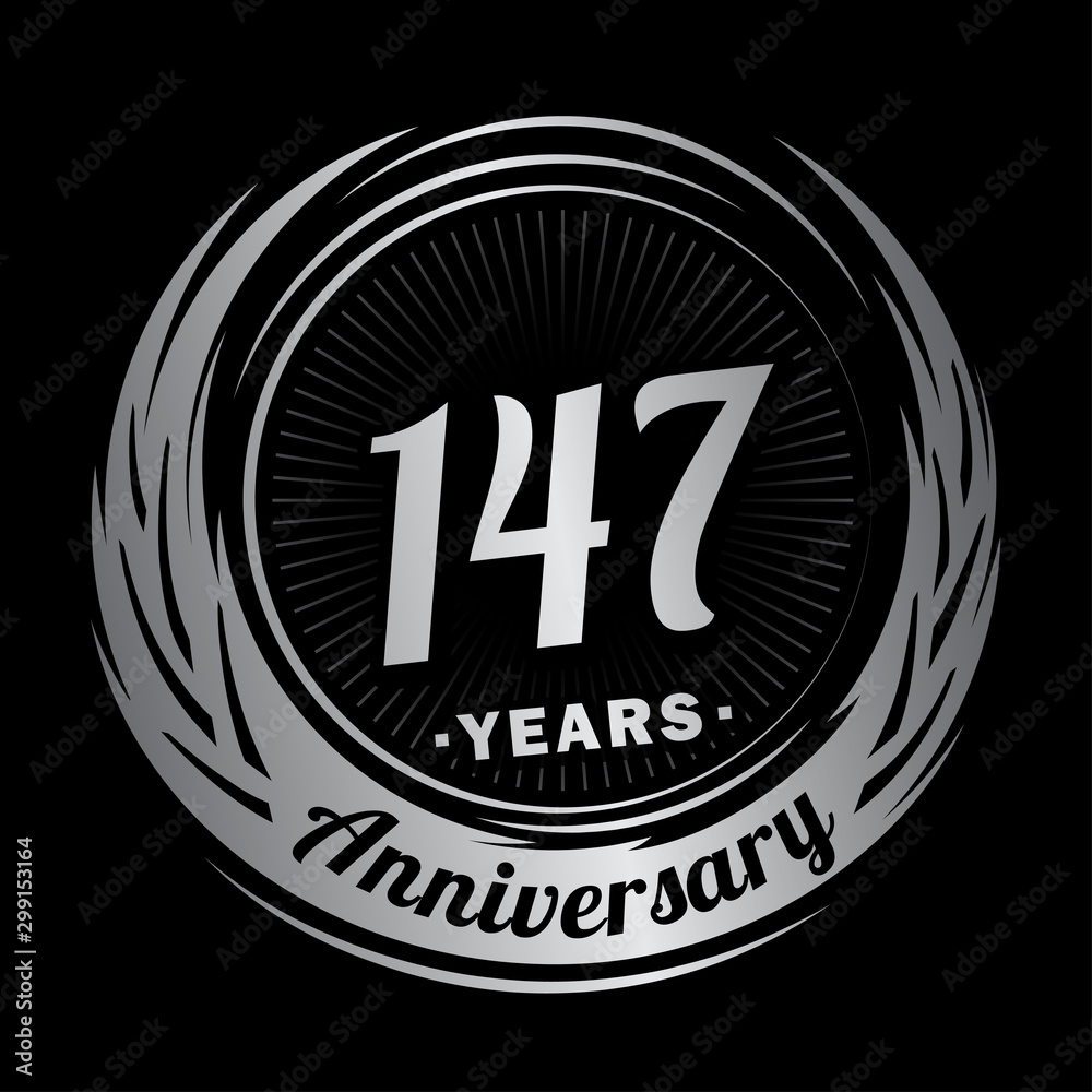 147 years anniversary. Anniversary logo design. One hundred and forty-seven years logo.